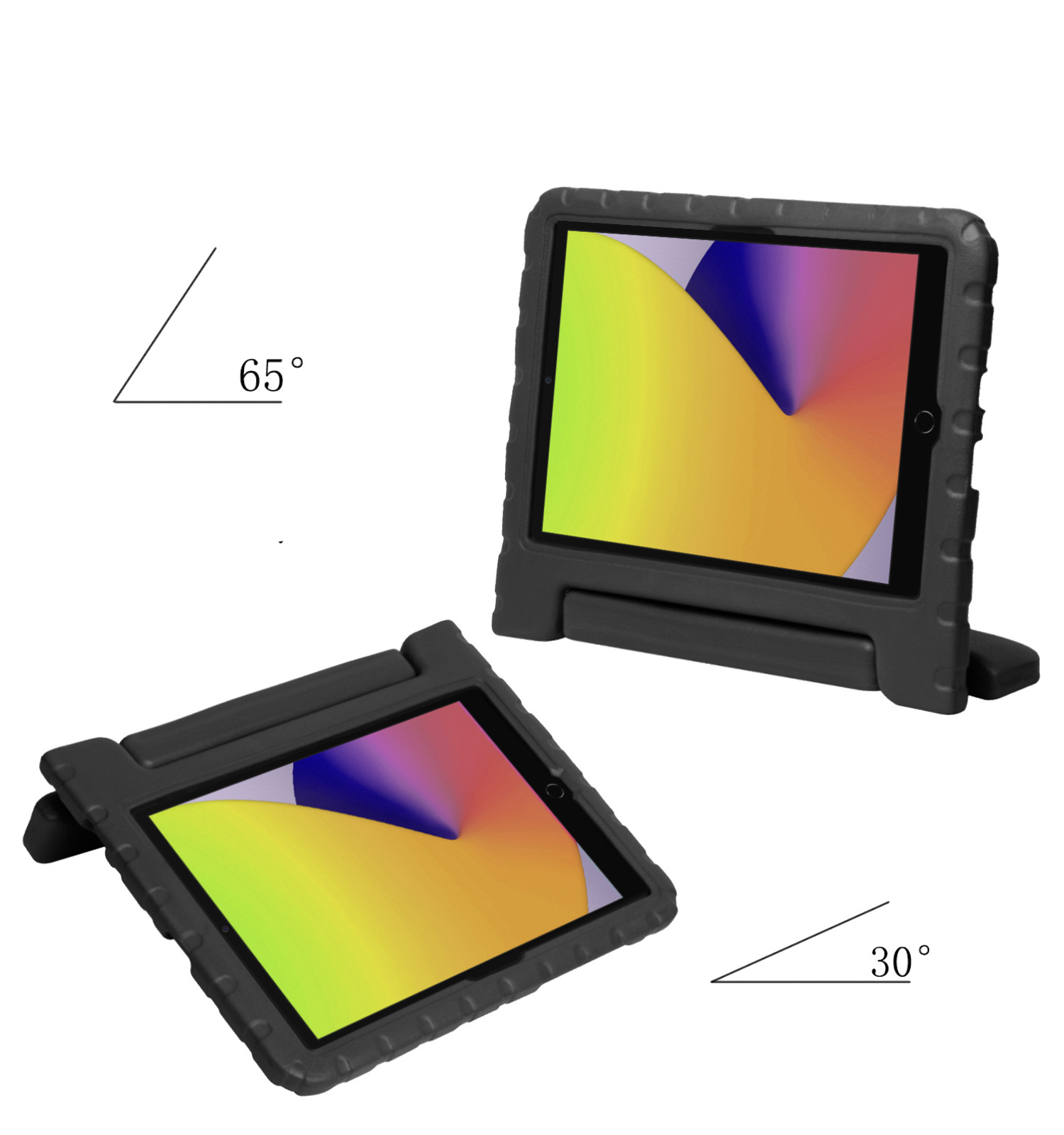 Nomfy Hoes Geschikt voor iPad 10.2 2019 Hoes Bumper Kindvriendelijk Kids Case Kinderhoes Met 2x Screenprotector - Hoesje Geschikt voor iPad 7 Hoesje Shockproof Cover Hoes - Zwart