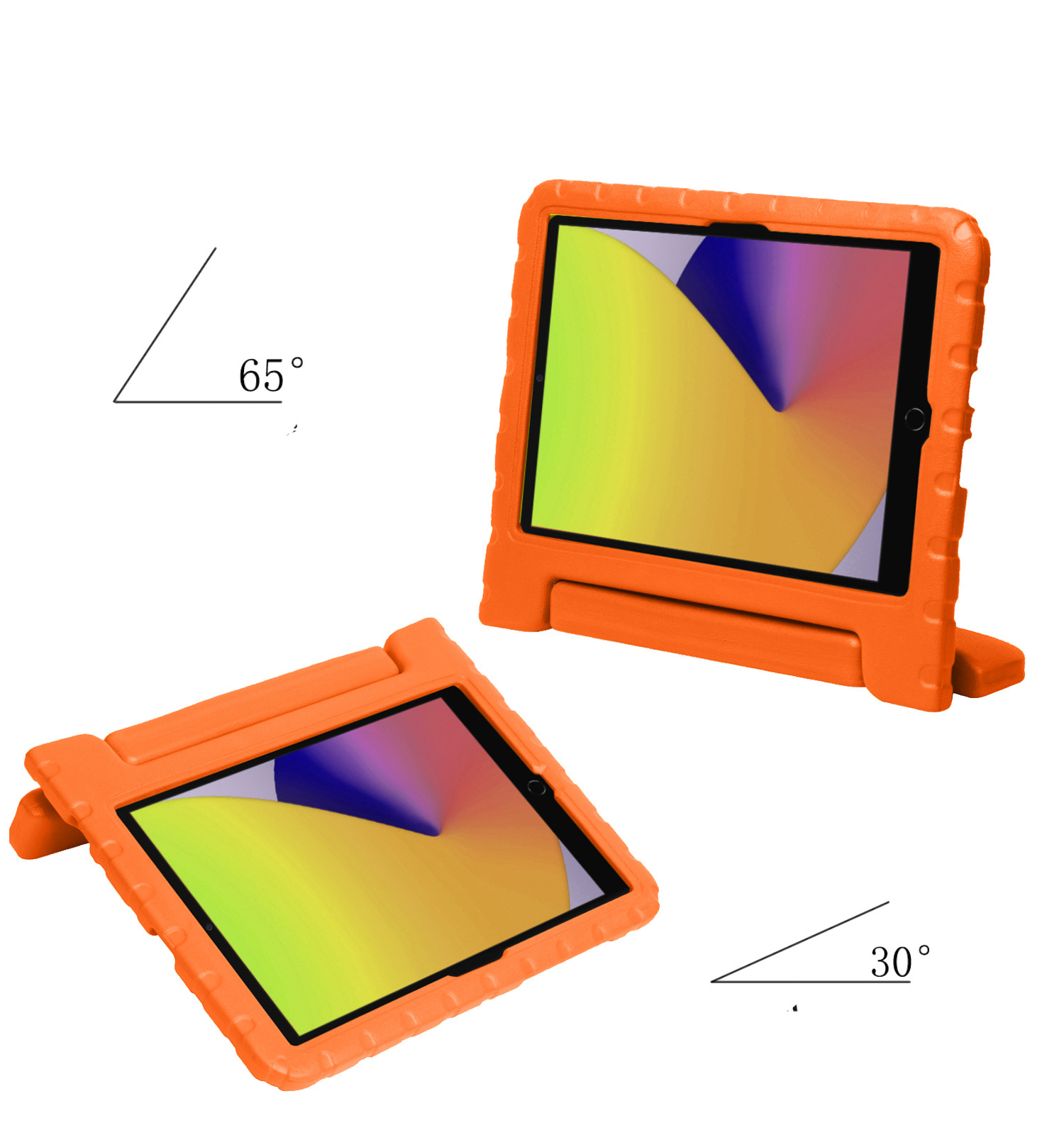 Nomfy Hoes Geschikt voor iPad 10.2 2020 Hoes Bumper Kindvriendelijk Kids Case Kinderhoes Met 2x Screenprotector - Hoesje Geschikt voor iPad 8 Hoesje Shockproof Cover Hoes - Oranje