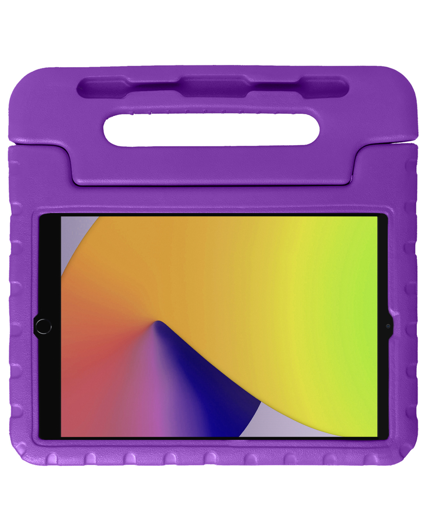 Nomfy Hoes Geschikt voor iPad 10.2 2020 Hoes Bumper Kindvriendelijk Kids Case Kinderhoes Met 2x Screenprotector - Hoesje Geschikt voor iPad 8 Hoesje Shockproof Cover Hoes - Paars