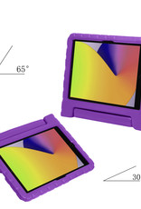 Nomfy Hoes Geschikt voor iPad 10.2 2020 Hoes Bumper Kindvriendelijk Kids Case Kinderhoes Met 2x Screenprotector - Hoesje Geschikt voor iPad 8 Hoesje Shockproof Cover Hoes - Paars