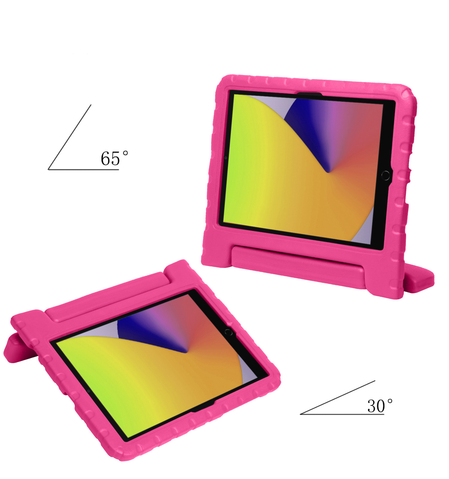 Nomfy Hoes Geschikt voor iPad 10.2 2021 Hoes Bumper Kindvriendelijk Kids Case Kinderhoes Met 2x Screenprotector - Hoesje Geschikt voor iPad 9 Hoesje Shockproof Cover Hoes - Roze
