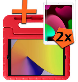 Nomfy iPad 10.2 2021 Kinderhoes Met 2x Screenprotector - Rood