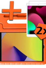 Nomfy Hoes Geschikt voor iPad 10.2 2021 Hoes Bumper Kindvriendelijk Kids Case Kinderhoes Met 2x Screenprotector - Hoesje Geschikt voor iPad 9 Hoesje Shockproof Cover Hoes - Oranje