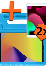 Nomfy Hoes Geschikt voor iPad 10.2 2021 Hoes Bumper Kindvriendelijk Kids Case Kinderhoes Met 2x Screenprotector - Hoesje Geschikt voor iPad 9 Hoesje Shockproof Cover Hoes - Blauw