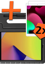 Nomfy Hoes Geschikt voor iPad 10.2 2020 Hoes Bumper Kindvriendelijk Kids Case Kinderhoes Met 2x Screenprotector - Hoesje Geschikt voor iPad 8 Hoesje Shockproof Cover Hoes - Zwart