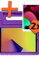 Nomfy Hoes Geschikt voor iPad 10.2 2020 Hoes Bumper Kindvriendelijk Kids Case Kinderhoes Met 2x Screenprotector - Hoesje Geschikt voor iPad 8 Hoesje Shockproof Cover Hoes - Paars