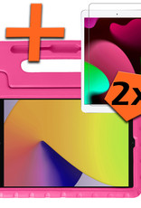 Nomfy Hoes Geschikt voor iPad 10.2 2019 Hoes Bumper Kindvriendelijk Kids Case Kinderhoes Met 2x Screenprotector - Hoesje Geschikt voor iPad 7 Hoesje Shockproof Cover Hoes - Roze