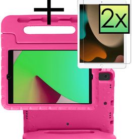 NoXx NoXx iPad 10.2 2021 Kinderhoes Met 2x Screenprotector - Roze