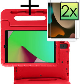 NoXx iPad 10.2 2021 Kinderhoes Met 2x Screenprotector - Rood