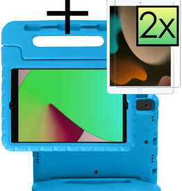 NoXx iPad 10.2 2021 Kinderhoes Met 2x Screenprotector - Blauw