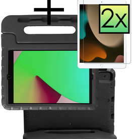 NoXx iPad 10.2 2020 Kinderhoes Met 2x Screenprotector - Zwart