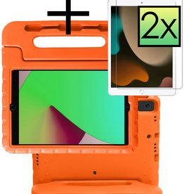 NoXx iPad 10.2 2020 Kinderhoes Met 2x Screenprotector - Oranje