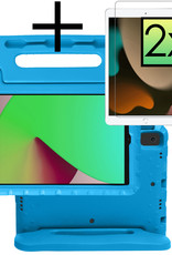 NoXx Hoesje Geschikt voor iPad 10.2 2020 Hoesje Kinderhoes Shockproof Hoes Kids Case Met 2x Screenprotector - Blauw