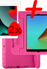 BASEY. Hoesje Geschikt voor iPad 10.2 2021 Hoesje Kinder Hoes Shockproof Kinderhoes Met 2x Screenprotector - Kindvriendelijk Hoesje Geschikt voor iPad 9 Hoes Kids Case - Roze