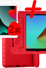 BASEY. Hoesje Geschikt voor iPad 10.2 2021 Hoesje Kinder Hoes Shockproof Kinderhoes Met 2x Screenprotector - Kindvriendelijk Hoesje Geschikt voor iPad 9 Hoes Kids Case - Rood