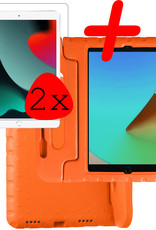 BASEY. Hoesje Geschikt voor iPad 10.2 2021 Hoesje Kinder Hoes Shockproof Kinderhoes Met 2x Screenprotector - Kindvriendelijk Hoesje Geschikt voor iPad 9 Hoes Kids Case - Oranje
