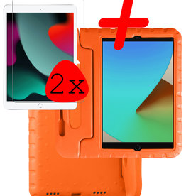 BASEY. iPad 10.2 2021 Kinderhoes Met 2x Screenprotector - Oranje