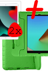BASEY. Hoesje Geschikt voor iPad 10.2 2021 Hoesje Kinder Hoes Shockproof Kinderhoes Met 2x Screenprotector - Kindvriendelijk Hoesje Geschikt voor iPad 9 Hoes Kids Case - Groen