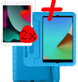 BASEY. iPad 10.2 2021 Kinderhoes Met 2x Screenprotector - Blauw