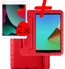 BASEY. BASEY. iPad 10.2 2019 Kinderhoes Met 2x Screenprotector - Rood