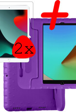 BASEY. Hoesje Geschikt voor iPad 10.2 2019 Hoesje Kinder Hoes Shockproof Kinderhoes Met 2x Screenprotector - Kindvriendelijk Hoesje Geschikt voor iPad 7 Hoes Kids Case - Paars