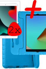 BASEY. Hoesje Geschikt voor iPad 10.2 2019 Hoesje Kinder Hoes Shockproof Kinderhoes Met 2x Screenprotector - Kindvriendelijk Hoesje Geschikt voor iPad 7 Hoes Kids Case - Blauw