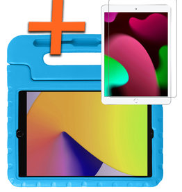 Nomfy iPad 10.2 2021 Kinderhoes Met Screenprotector - Blauw