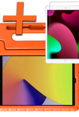 Nomfy Hoes Geschikt voor iPad 10.2 2020 Hoes Bumper Kindvriendelijk Kids Case Kinderhoes Met Screenprotector - Hoesje Geschikt voor iPad 8 Hoesje Shockproof Cover Hoes - Oranje