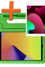 Nomfy Hoes Geschikt voor iPad 10.2 2020 Hoes Bumper Kindvriendelijk Kids Case Kinderhoes Met Screenprotector - Hoesje Geschikt voor iPad 8 Hoesje Shockproof Cover Hoes - Groen