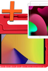 Nomfy Hoes Geschikt voor iPad 10.2 2019 Hoes Bumper Kindvriendelijk Kids Case Kinderhoes Met Screenprotector - Hoesje Geschikt voor iPad 7 Hoesje Shockproof Cover Hoes - Rood