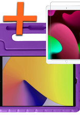 Nomfy Hoes Geschikt voor iPad 10.2 2019 Hoes Bumper Kindvriendelijk Kids Case Kinderhoes Met Screenprotector - Hoesje Geschikt voor iPad 7 Hoesje Shockproof Cover Hoes - Paars