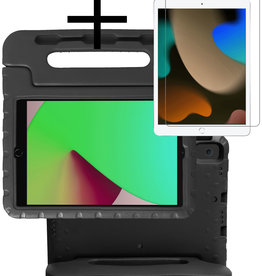 NoXx iPad 10.2 2021 Kinderhoes Met Screenprotector - Zwart