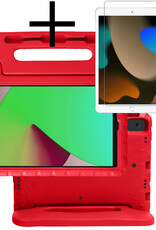 NoXx Hoesje Geschikt voor iPad 10.2 2021 Hoesje Kinderhoes Shockproof Hoes Kids Case Met Screenprotector - Rood