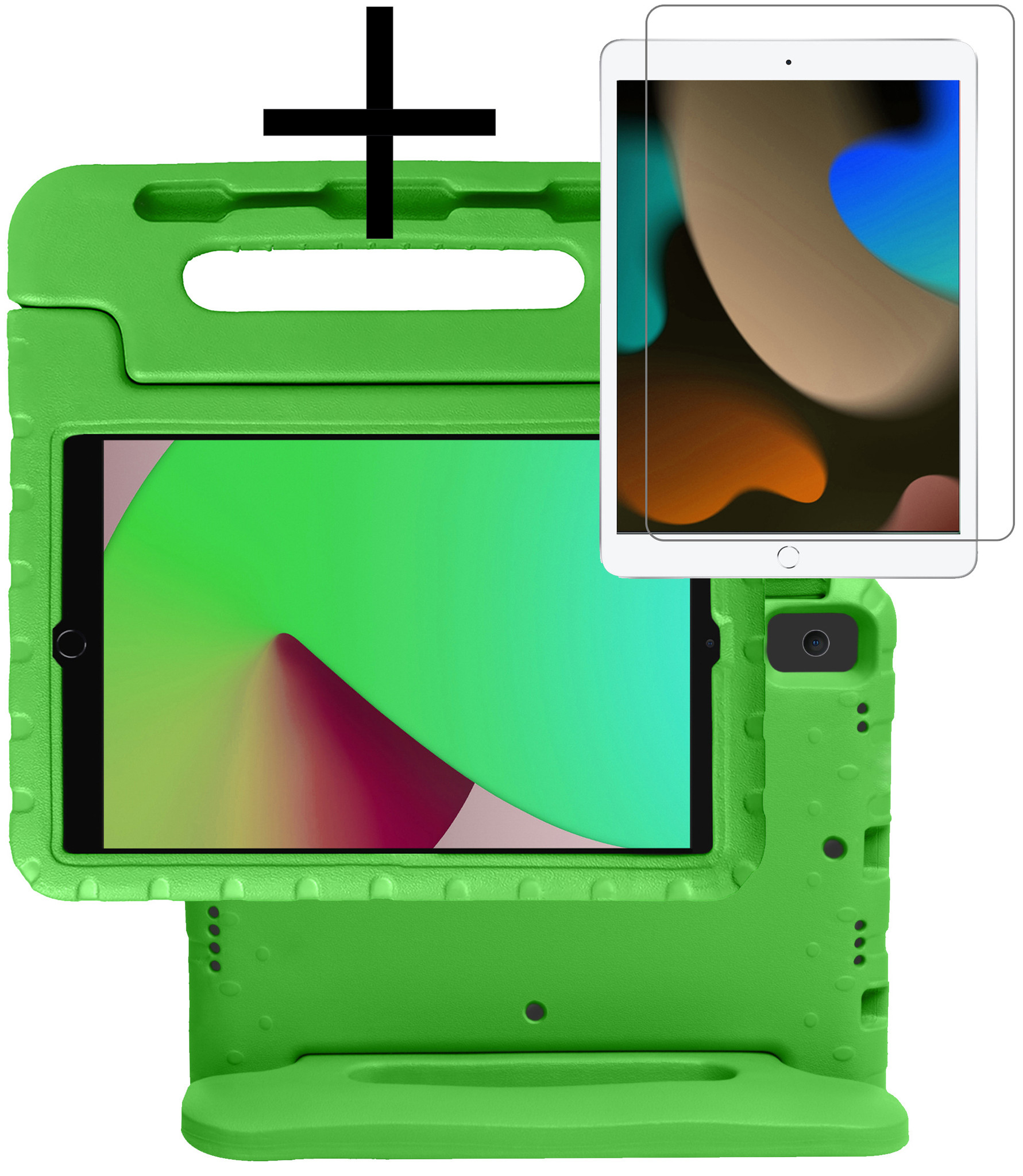 NoXx Hoesje Geschikt voor iPad 10.2 2020 Hoesje Kinderhoes Shockproof Hoes Kids Case Met Screenprotector - Groen