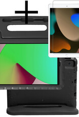 NoXx Hoesje Geschikt voor iPad 10.2 2019 Hoesje Kinderhoes Shockproof Hoes Kids Case Met Screenprotector - Zwart