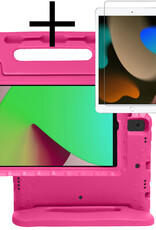 NoXx Hoesje Geschikt voor iPad 10.2 2019 Hoesje Kinderhoes Shockproof Hoes Kids Case Met Screenprotector - Roze