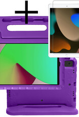 NoXx Hoesje Geschikt voor iPad 10.2 2019 Hoesje Kinderhoes Shockproof Hoes Kids Case Met Screenprotector - Paars