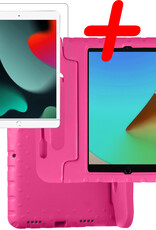 BASEY. Hoesje Geschikt voor iPad 10.2 2021 Hoesje Kinder Hoes Shockproof Kinderhoes Met Screenprotector - Kindvriendelijk Hoesje Geschikt voor iPad 9 Hoes Kids Case - Roze