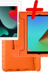 BASEY. Hoesje Geschikt voor iPad 10.2 2021 Hoesje Kinder Hoes Shockproof Kinderhoes Met Screenprotector - Kindvriendelijk Hoesje Geschikt voor iPad 9 Hoes Kids Case - Oranje
