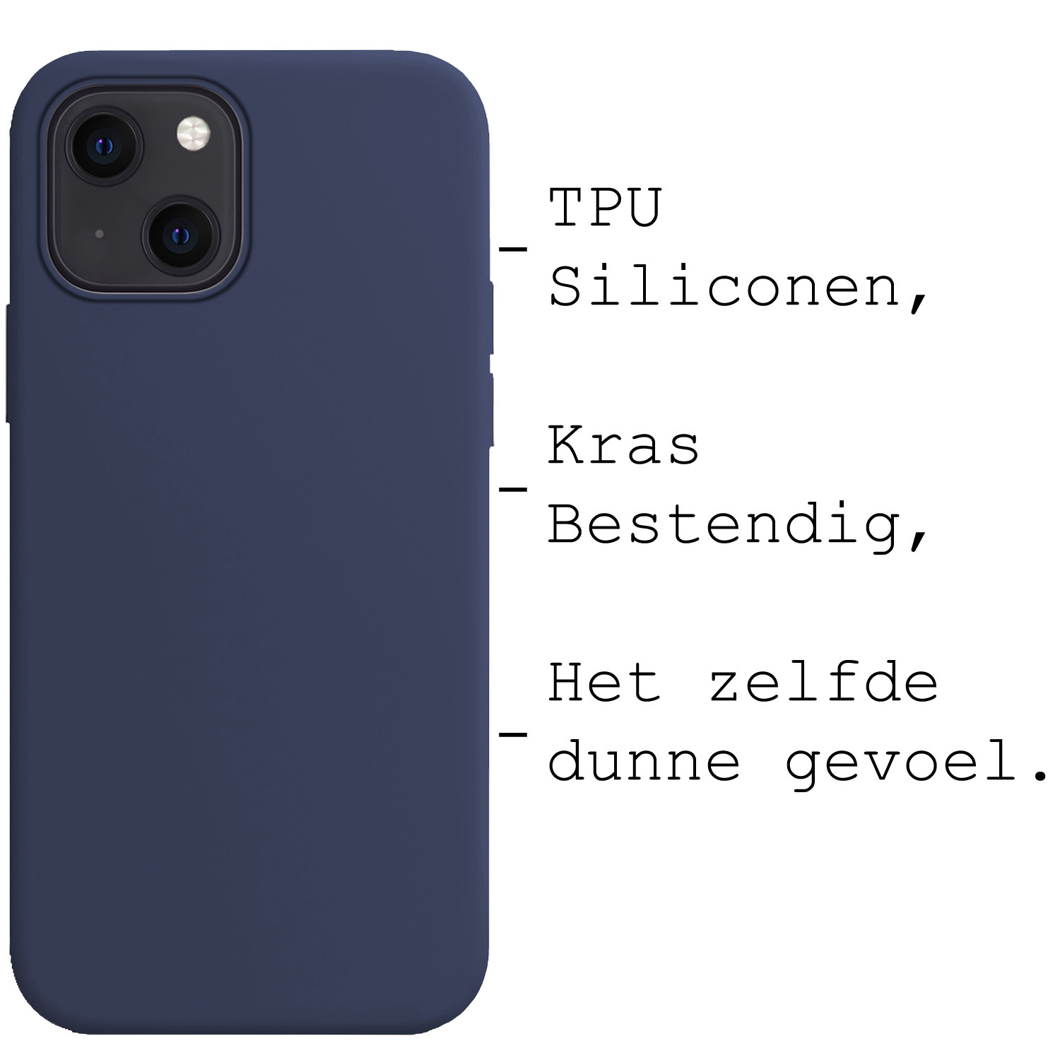 BASEY. Hoes Geschikt voor iPhone 14 Hoesje Siliconen Back Cover Case Met Screenprotector - Hoesje Geschikt voor iPhone 14 Hoes Cover Hoesje - Donkerblauw