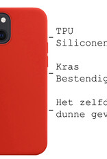 BASEY. Hoes Geschikt voor iPhone 14 Hoesje Siliconen Back Cover Case Met Screenprotector - Hoesje Geschikt voor iPhone 14 Hoes Cover Hoesje - Rood