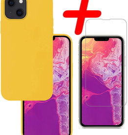 BASEY. BASEY. iPhone 14 Plus Hoesje Siliconen Met Screenprotector Met Dichte Notch - Geel
