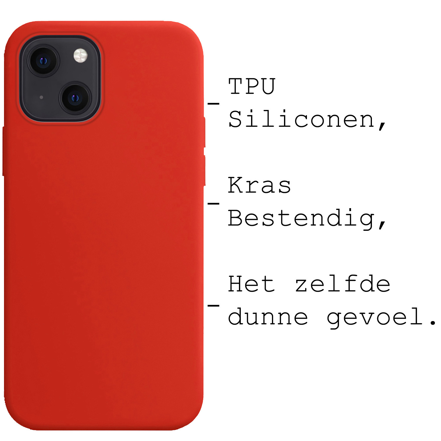BASEY. Hoes Geschikt voor iPhone 14 Plus Hoesje Siliconen Back Cover Case Met Screenprotector - Hoesje Geschikt voor iPhone 14 Plus Hoes Cover Hoesje - Rood