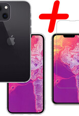 BASEY. Hoes Geschikt voor iPhone 14 Plus Hoesje Siliconen Back Cover Case Met Screenprotector - Hoesje Geschikt voor iPhone 14 Plus Hoes Cover Hoesje - Transparant