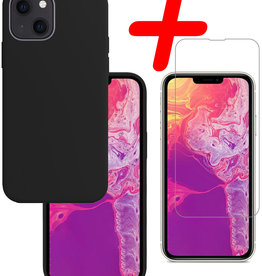 BASEY. BASEY. iPhone 14 Plus Hoesje Siliconen Met Screenprotector Met Dichte Notch - Zwart