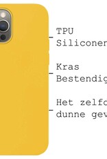 BASEY. Hoes Geschikt voor iPhone 14 Pro Hoesje Siliconen Back Cover Case Met Screenprotector - Hoesje Geschikt voor iPhone 14 Pro Hoes Cover Hoesje - Geel