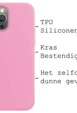 BASEY. Hoes Geschikt voor iPhone 14 Pro Hoesje Siliconen Back Cover Case Met Screenprotector - Hoesje Geschikt voor iPhone 14 Pro Hoes Cover Hoesje - Lichtroze