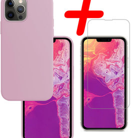 BASEY. BASEY. iPhone 14 Pro Hoesje Siliconen Met Screenprotector Met Dichte Notch - Lila