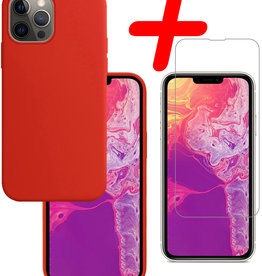 BASEY. BASEY. iPhone 14 Pro Hoesje Siliconen Met Screenprotector Met Dichte Notch - Rood