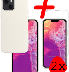 BASEY. BASEY. iPhone 14 Hoesje Siliconen Met 2x Screenprotector Met Dichte Notch - Wit